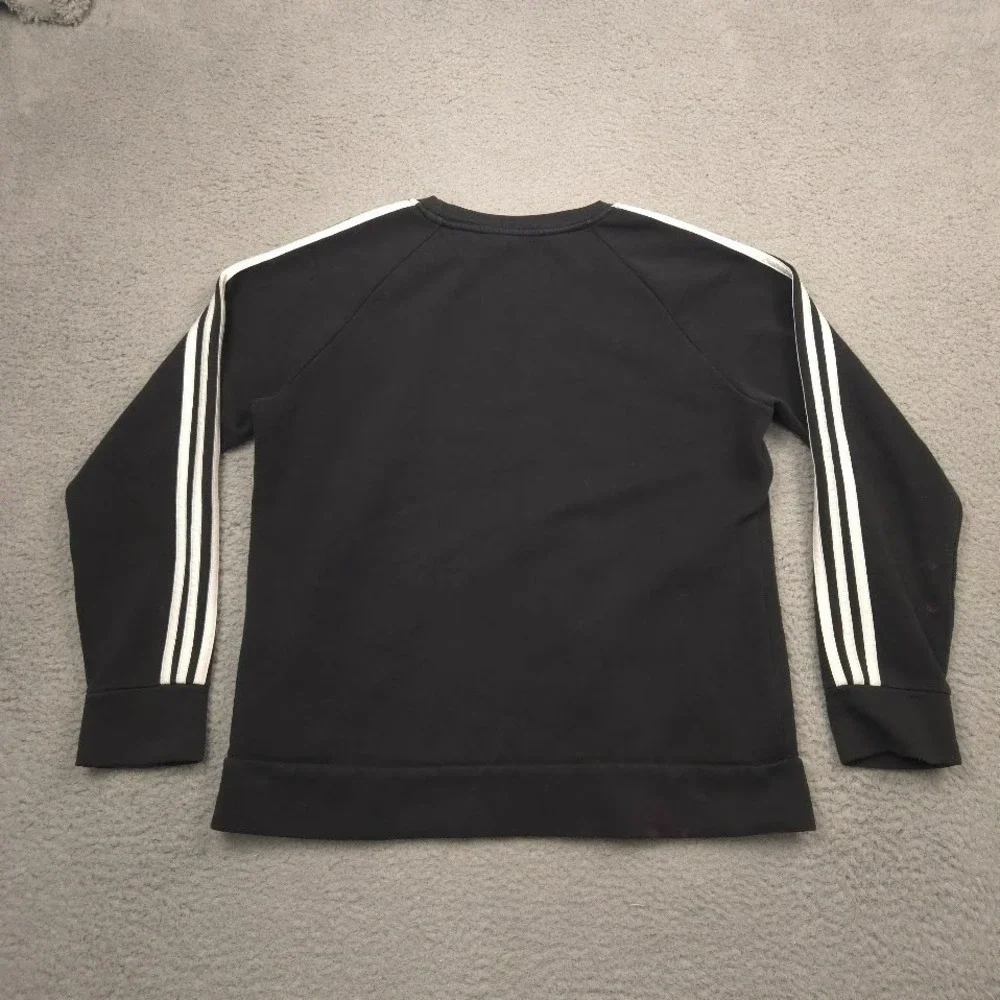 Adidas 3-Stripes Crewneck Sweatshirt Pullover Black White Logo Men's XL Fleece